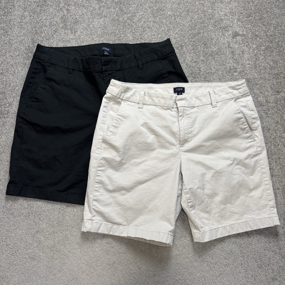 Lot of 2 J. Crew Chino Shorts Size 12 Khaki & Black